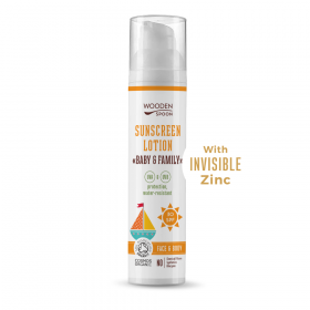 Био Слънцезащитен лосион Baby&Family Invisible Zinc, SPF30, 100ml, Wooden Spoon