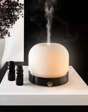 Арома лампа Eclipse - ултразвуков дифузер за аромотерапия от стъкло и черен метал