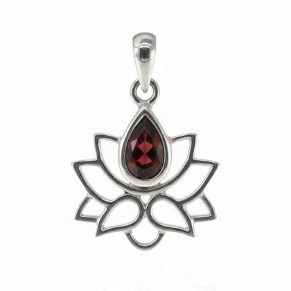 Висулка Лотос Сребро с гранат
