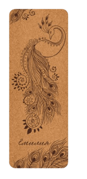 Йога постелка корк Кралски паун 183 х 61 см, 4 мм