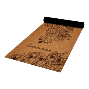 Йога постелка корк Кралски паун 183 х 61 см, 4 мм
