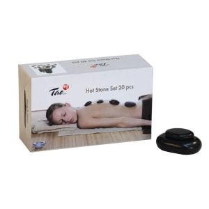  Комплект за уелнес с горещи камъни 20 горещи камъка + масажно масло с горещи камъни 200 мл
