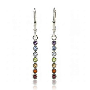 Обеци с камъни за чакри сребро