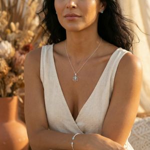 Висулка Лотос Сребро с топаз